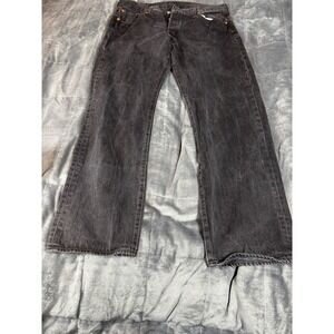 Levi Strauss 501 Mens Jeans Black Wash Button‎ Fly Straight Leg W36 L32